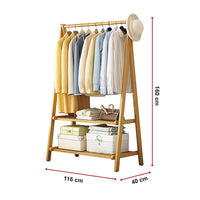 Portable Clothes Rack Coat Garment Stand Bamboo Rail Hanger Airer Closet Furniture Kings Warehouse