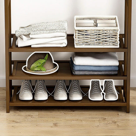 Portable Clothes Rack Coat Garment Stand Bamboo Rail Hanger Airer Closet Furniture Kings Warehouse