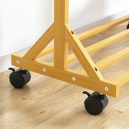 Portable Clothes Rack Coat Garment Stand Bamboo Rail Hanger Airer Closet Home & Garden Kings Warehouse