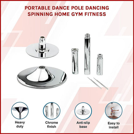 Portable Dance Pole Dancing Spinning Home Gym Fitness Sports & Fitness Kings Warehouse