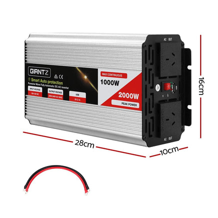 Power Inverter 1000W or 2000W Pure Sine Wave 12V-240V Camping Boat Caravan End of Year Clearance Sale Kings Warehouse