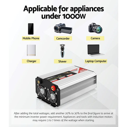 Power Inverter 1000W or 2000W Pure Sine Wave 12V-240V Camping Boat Caravan End of Year Clearance Sale Kings Warehouse