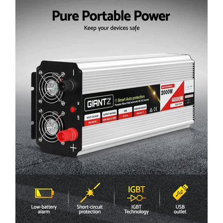 Power Inverter 2000W or 4000W Pure Sine Wave 12V-240V Camping Boat Caravan End of Year Clearance Sale Kings Warehouse