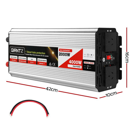 Power Inverter 2000W or 4000W Pure Sine Wave 12V-240V Camping Boat Caravan End of Year Clearance Sale Kings Warehouse
