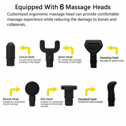 POWERFUL 6 Heads LCD Massage Gun Percussion Vibration Muscle Therapy Deep Tissue Carbon Friber Health & Beauty Kings Warehouse