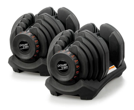 Powertrain 2 x 40kg Powertrain Adjustable Dumbbells Home Gym Set Sports & Fitness Kings Warehouse
