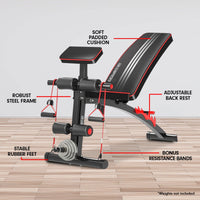 Powertrain Adjustable FID Home Gym Bench with Preacher Curl Pad Kings Warehouse