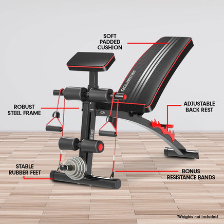 Powertrain Adjustable FID Home Gym Bench with Preacher Curl Pad Kings Warehouse