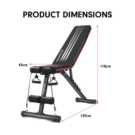 Powertrain Adjustable Incline Decline Exercise Bench Resistance Bands Kings Warehouse