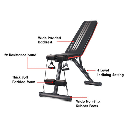 Powertrain Adjustable Incline Decline Exercise Bench Resistance Bands Kings Warehouse
