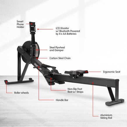 Powertrain Air Rowing Machine Resistance Rower for Home Gym Cardio Kings Warehouse