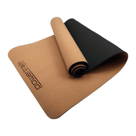 Powertrain Cork Yoga Mat with Carry Straps Home Gym Pilates - Plain Sports & Fitness Kings Warehouse