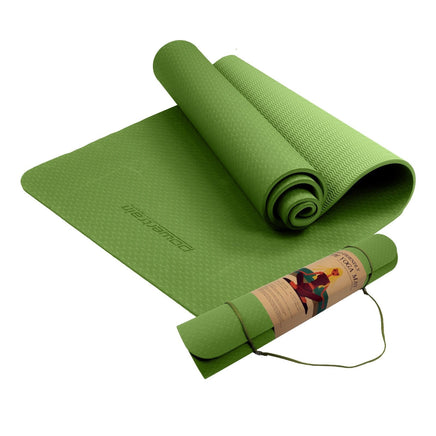 Powertrain Eco-friendly Dual Layer 6mm Yoga Mat | Olive | Non-slip Surface And Carry Strap For Ultimate Comfort And Portability Kings Warehouse