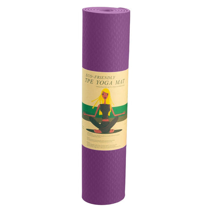 Powertrain Eco-friendly Dual Layer 6mm Yoga Mat | Royal Purple | Non-slip Surface And Carry Strap For Ultimate Comfort And Portability Kings Warehouse