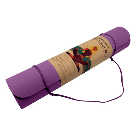 Powertrain Eco-friendly Dual Layer 6mm Yoga Mat | Royal Purple | Non-slip Surface And Carry Strap For Ultimate Comfort And Portability Kings Warehouse