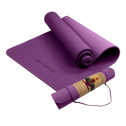 Powertrain Eco-friendly Dual Layer 6mm Yoga Mat | Royal Purple | Non-slip Surface And Carry Strap For Ultimate Comfort And Portability Kings Warehouse