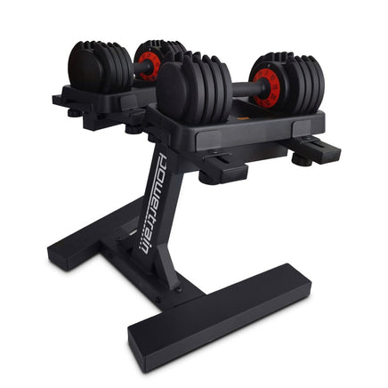 Powertrain GEN2 Pro Adjustable Dumbbell Set - 2 x 25kg (50kg) Home Gym Weights with Stand Kings Warehouse