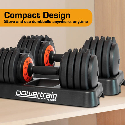 Powertrain GEN2 Pro Adjustable Dumbbell Set - 50kg Kings Warehouse