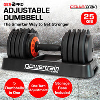 Powertrain GEN2 Pro Adjustable Dumbbell Weights- 25kg Kings Warehouse