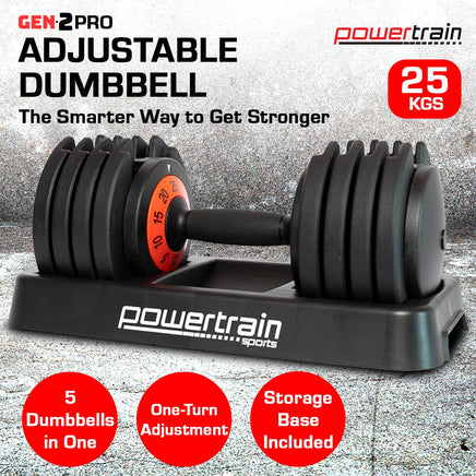 Powertrain GEN2 Pro Adjustable Dumbbell Weights- 25kg Kings Warehouse