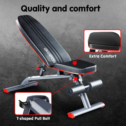 Powertrain Home Gym Bench Adjustable Flat Incline Decline FID 250KG Load Kings Warehouse