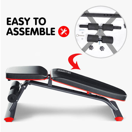 Powertrain Home Gym Bench Adjustable Flat Incline Decline FID 250KG Load Kings Warehouse