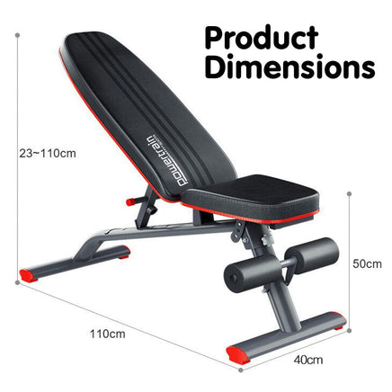 Powertrain Home Gym Bench Adjustable Flat Incline Decline FID 250KG Load Kings Warehouse