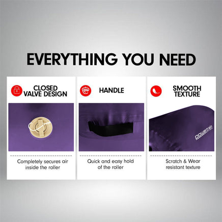 Powertrain Sports Inflatable Air Exercise Roller Gymnastics Gym Barrel 120 x 75cm Purple Kings Warehouse