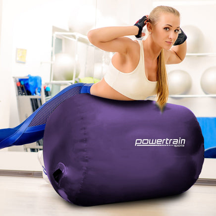 Powertrain Sports Inflatable Air Exercise Roller Gymnastics Gym Barrel 120 x 75cm Purple Kings Warehouse