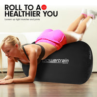 Powertrain Sports Inflatable Gymnastics Air Barrel Exercise Roller 120 x 75cm - Black Kings Warehouse