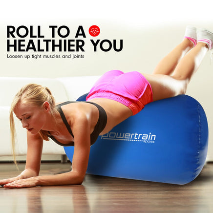 Powertrain Sports Inflatable Gymnastics Air Barrel Exercise Roller 120 x 75cm - Blue Kings Warehouse