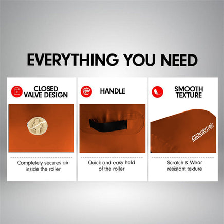 Powertrain Sports Inflatable Gymnastics Air Barrel Exercise Roller 120 x 75cm - Orange Kings Warehouse