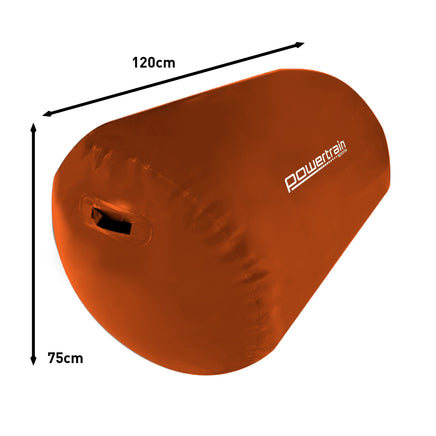 Powertrain Sports Inflatable Gymnastics Air Barrel Exercise Roller 120 x 75cm - Orange Kings Warehouse