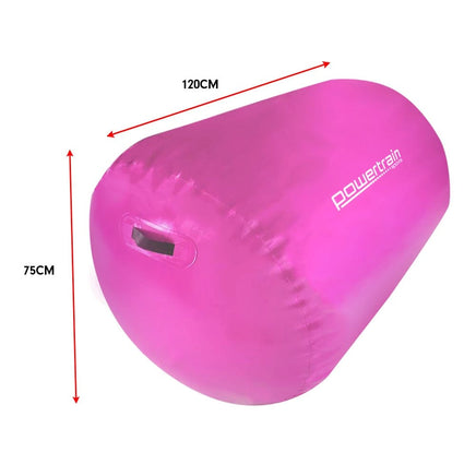 Powertrain Sports Inflatable Gymnastics Air Barrel Exercise Roller 120 x 75cm - Pink Kings Warehouse