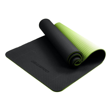 Powertrain TPE Yoga Exercise Mat Home Gym Pilates Fitness 8mm Thick in Black/Green Sports & Fitness Kings Warehouse