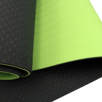 Powertrain TPE Yoga Exercise Mat Home Gym Pilates Fitness 8mm Thick in Black/Green Sports & Fitness Kings Warehouse