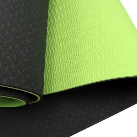 Powertrain TPE Yoga Exercise Mat Home Gym Pilates Fitness 8mm Thick in Black/Green Sports & Fitness Kings Warehouse