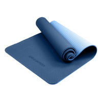 Powertrain TPE Yoga Exercise Mat Home Gym Pilates Fitness 8mm Thick in Dark Blue Sports & Fitness Kings Warehouse