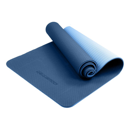 Powertrain TPE Yoga Exercise Mat Home Gym Pilates Fitness 8mm Thick in Dark Blue Sports & Fitness Kings Warehouse