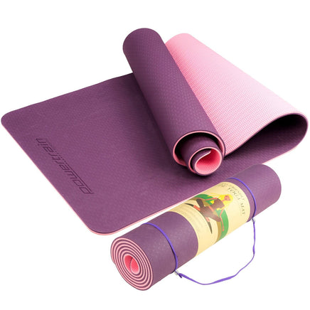 Powertrain TPE Yoga Exercise Mat Home Gym Pilates Fitness 8mm Thick in Dark Purple Sports & Fitness Kings Warehouse