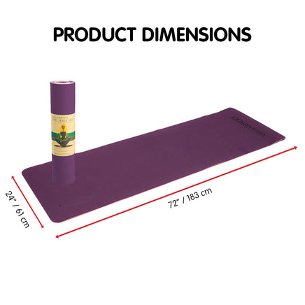 Powertrain TPE Yoga Exercise Mat Home Gym Pilates Fitness 8mm Thick in Dark Purple Sports & Fitness Kings Warehouse