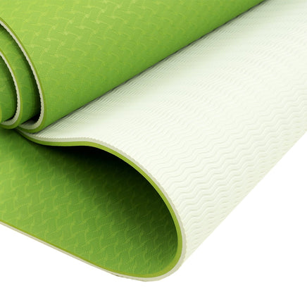 Powertrain TPE Yoga Exercise Mat Home Gym Pilates Fitness 8mm Thick in Green Sports & Fitness Kings Warehouse