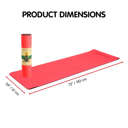 Powertrain TPE Yoga Exercise Mat Home Gym Pilates Fitness 8mm Thick in Red Sports & Fitness Kings Warehouse