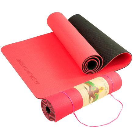 Powertrain TPE Yoga Exercise Mat Home Gym Pilates Fitness 8mm Thick in Red Sports & Fitness Kings Warehouse