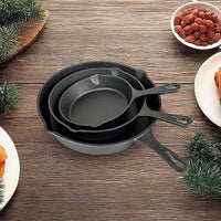 Pre Seasoned Cast Iron Skillet Fry Pan Set 3 Pcs Frying Pan Set Home & Garden Kings Warehouse