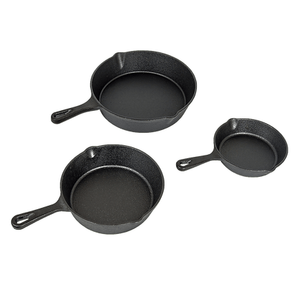 Pre Seasoned Cast Iron Skillet Fry Pan Set 3 Pcs Frying Pan Set Home & Garden Kings Warehouse