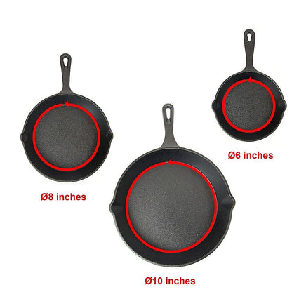 Pre Seasoned Cast Iron Skillet Fry Pan Set 3 Pcs Frying Pan Set Home & Garden Kings Warehouse
