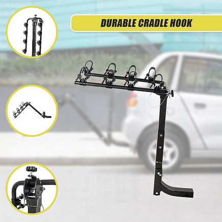 Premium 4-Bike Carrier Rack Hitch Mount Swing Down Bicycle Rack W/ 2" Receiver Outdoor Recreation Kings Warehouse