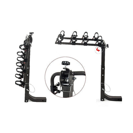 Premium 4-Bike Carrier Rack Hitch Mount Swing Down Bicycle Rack W/ 2" Receiver Outdoor Recreation Kings Warehouse