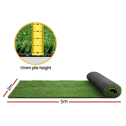 Prime Turf Artificial Grass 2mx5m 17mm Synthetic Fake Lawn Turf Plant Plastic Olive Home & Garden Kings Warehouse